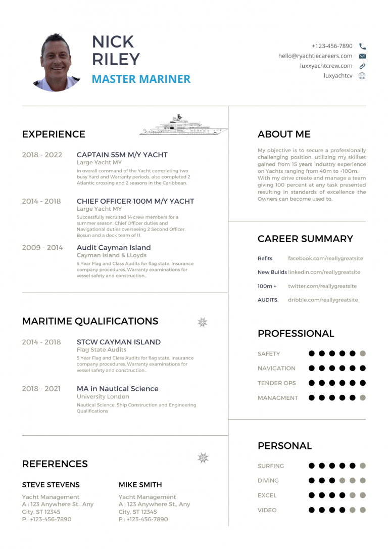 Best Free Yacht CV template