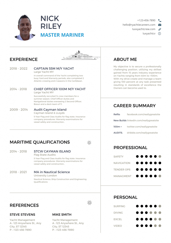 yacht captain cv format